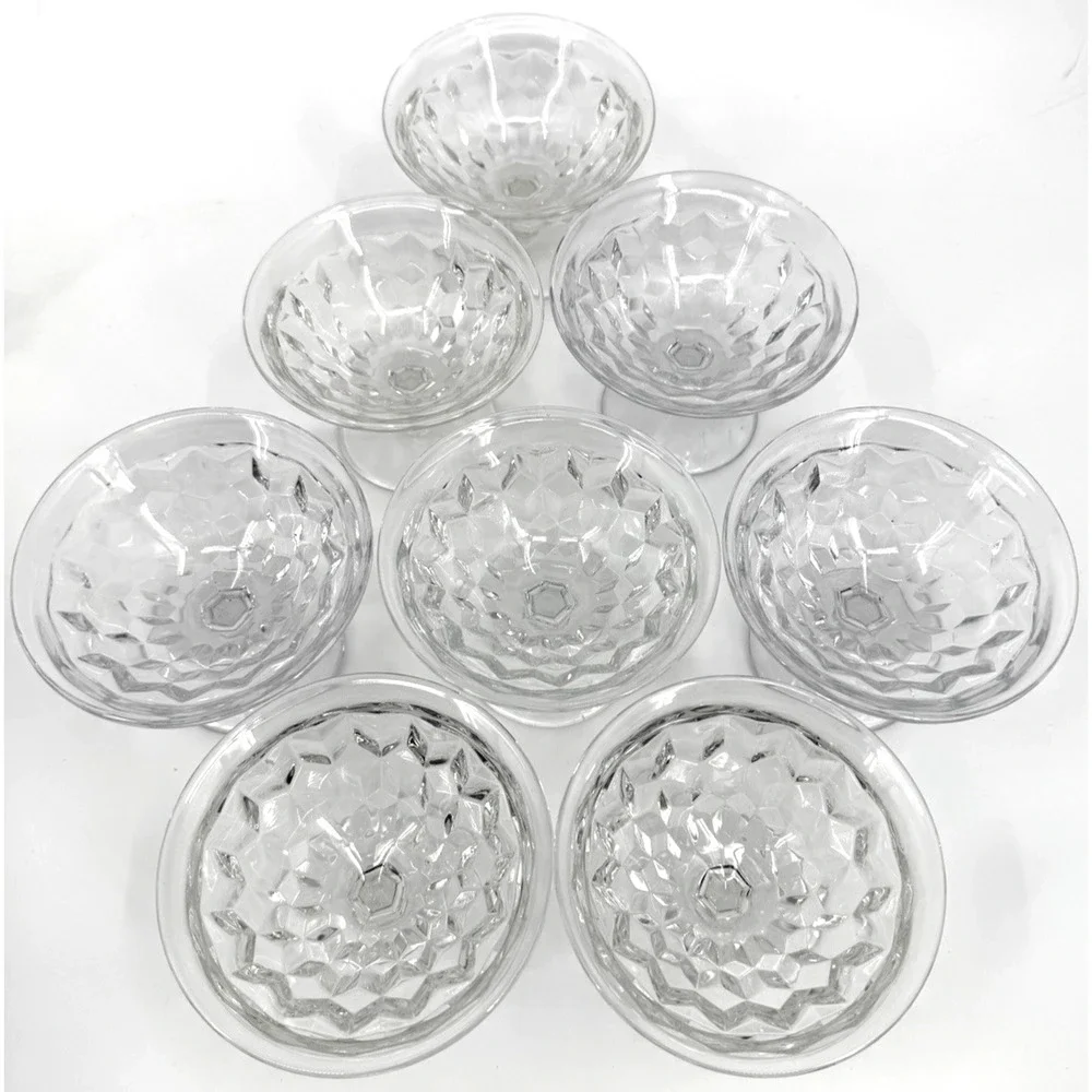 Fostoria American Cubist Footed Sherbet Glasses Set of 8 Cubist Dishes 3in